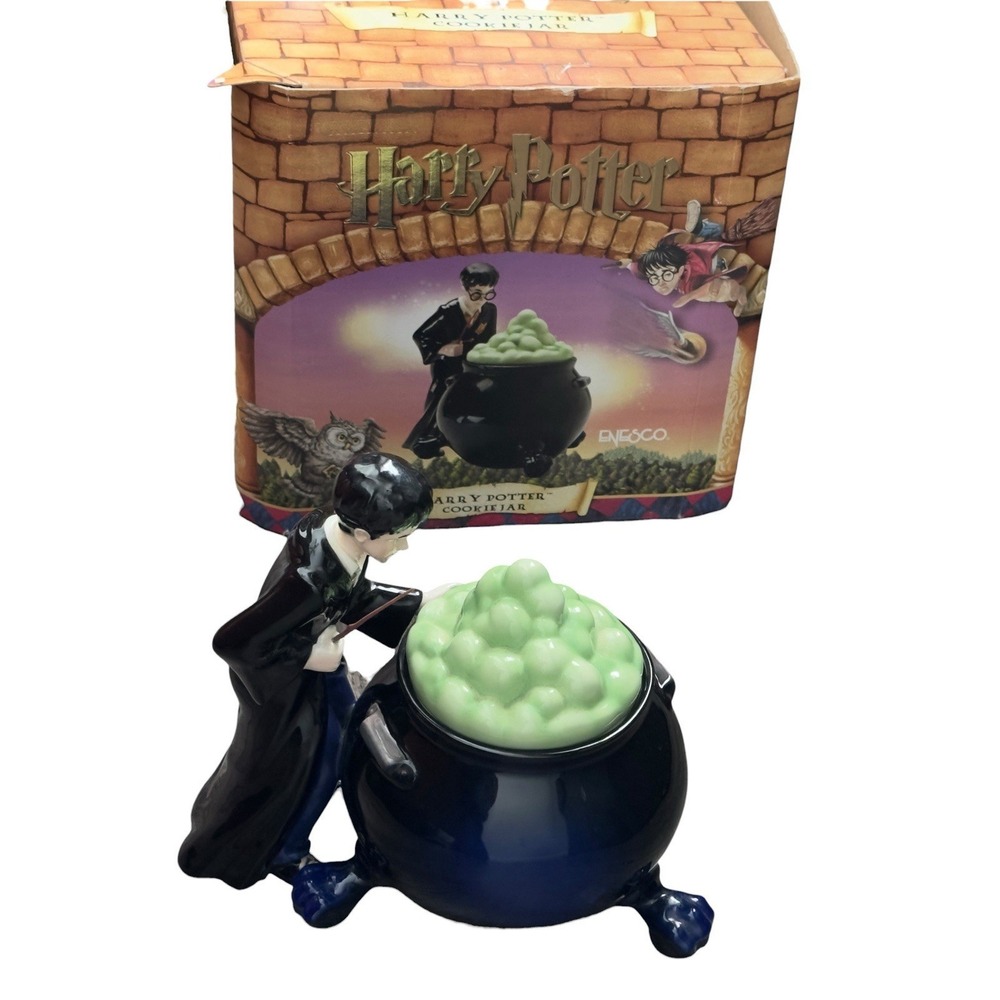 Vintage 2000 Harry‎ Potter Cauldron Cookie Jar Enesco Ceramic READ